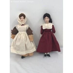 Vintage Pair of Franklin Mint Heirloom 12" Dolls Great Condition